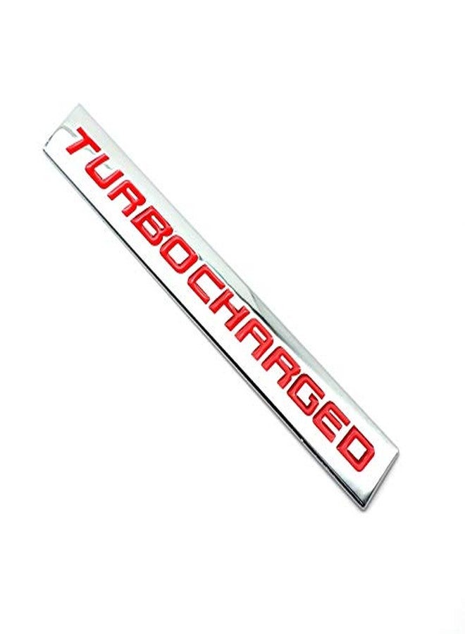 EmbRoom شعار EmbRoom TURBOCHARGED أسود/كروم من سبائك الألومنيوم، ملصق شعار أحمر لصندوق السيارة، باب، رفرف، مصد السيارة - Image 3