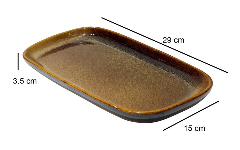 Lemon Tree Rectangle Shape Ceramic Stoneware Serving Platter for Kitchen & Dining (Brown) - Image 3