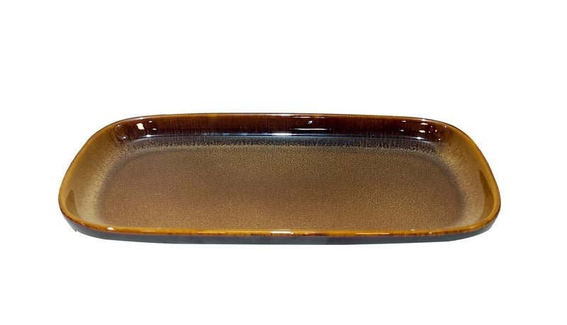 Lemon Tree Rectangle Shape Ceramic Stoneware Serving Platter for Kitchen & Dining (Brown) - Image 2
