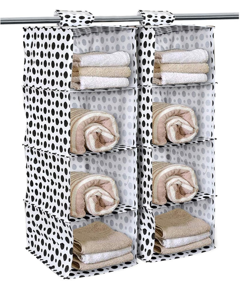 Kuber Industries Foldable Wadrobe4 Shelves Closet OrganizerCupboard for ClothesStorage OrganizerPack of 2Black White - Image 1