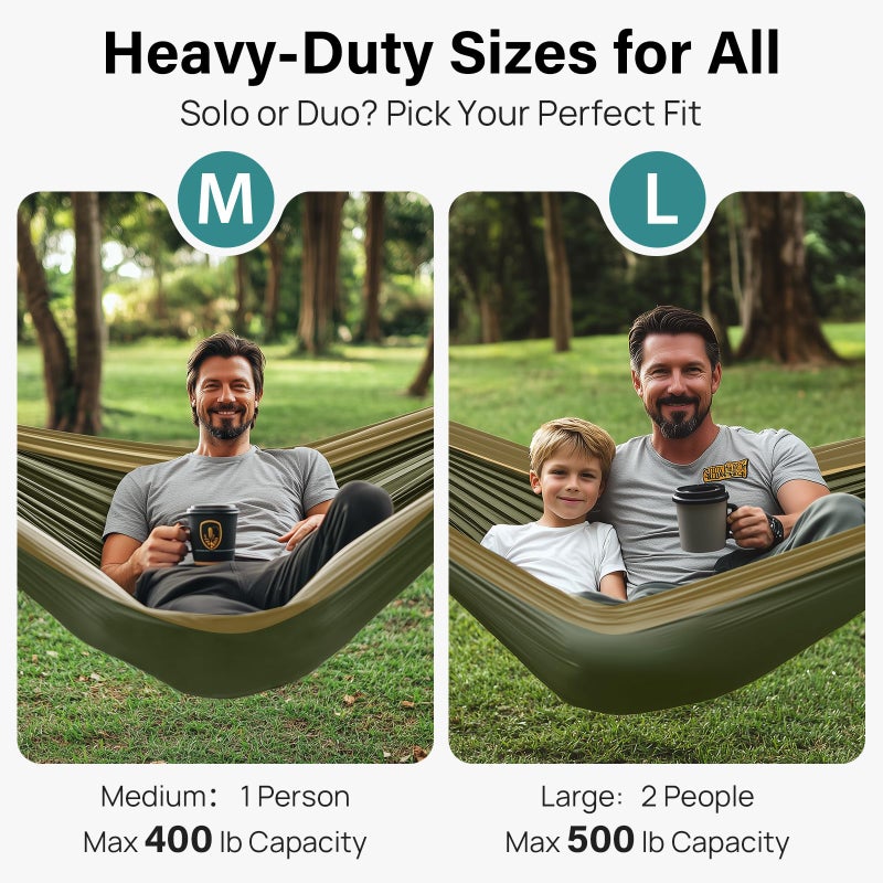 Kootek Camping Hammock 500 lbs Capacity, Portable Hammocks with Tree Straps & Attached Carry Bag, Camping Essentials Gear, Perfect for Outside Indoor Hiking Beach Backpack Travel - Image 2