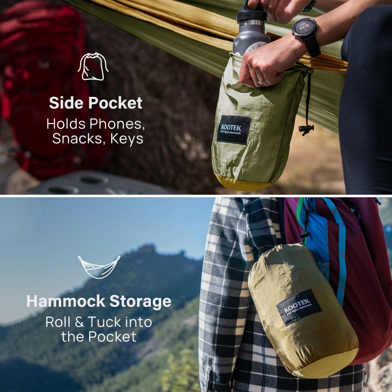 Kootek Camping Hammock 500 lbs Capacity, Portable Hammocks with Tree Straps & Attached Carry Bag, Camping Essentials Gear, Perfect for Outside Indoor Hiking Beach Backpack Travel - Image 4