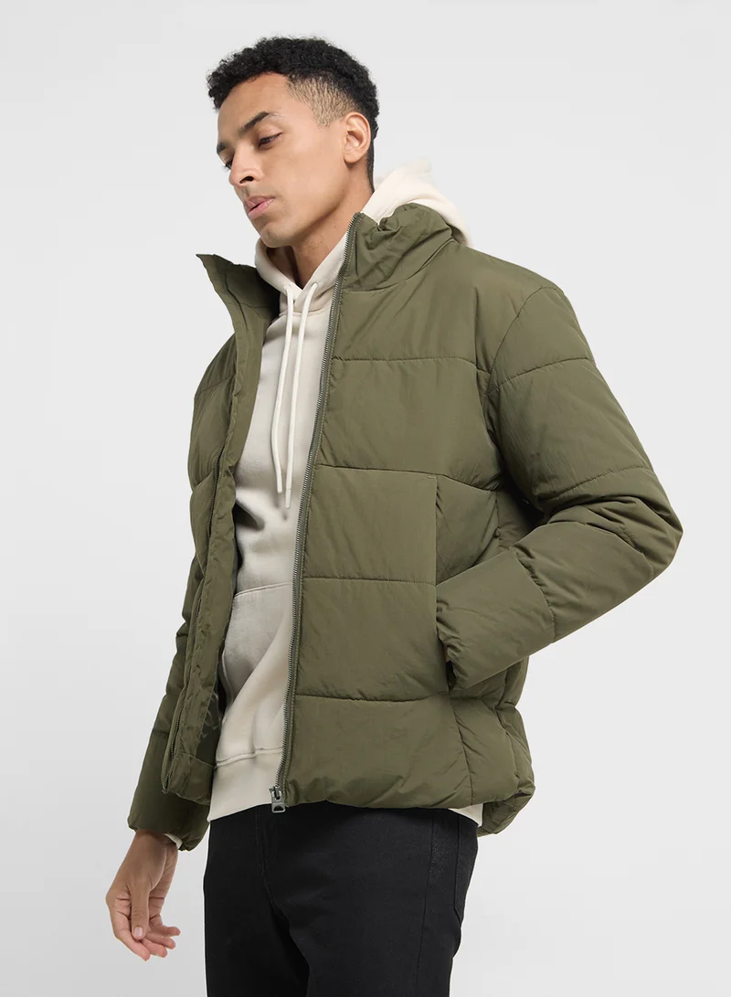 Only & Sons Globak Quilted High Neck Zip Through Jacket