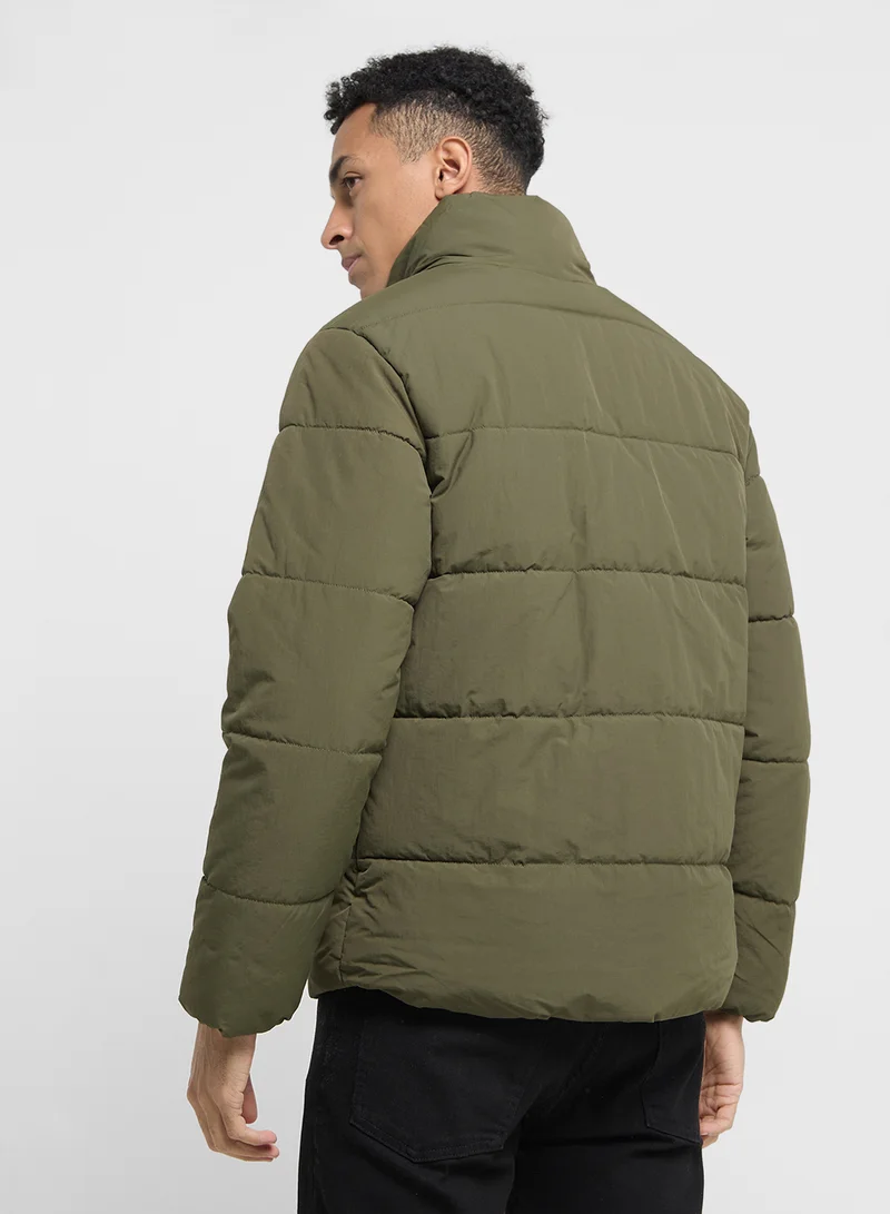 Only & Sons Globak Quilted High Neck Zip Through Jacket