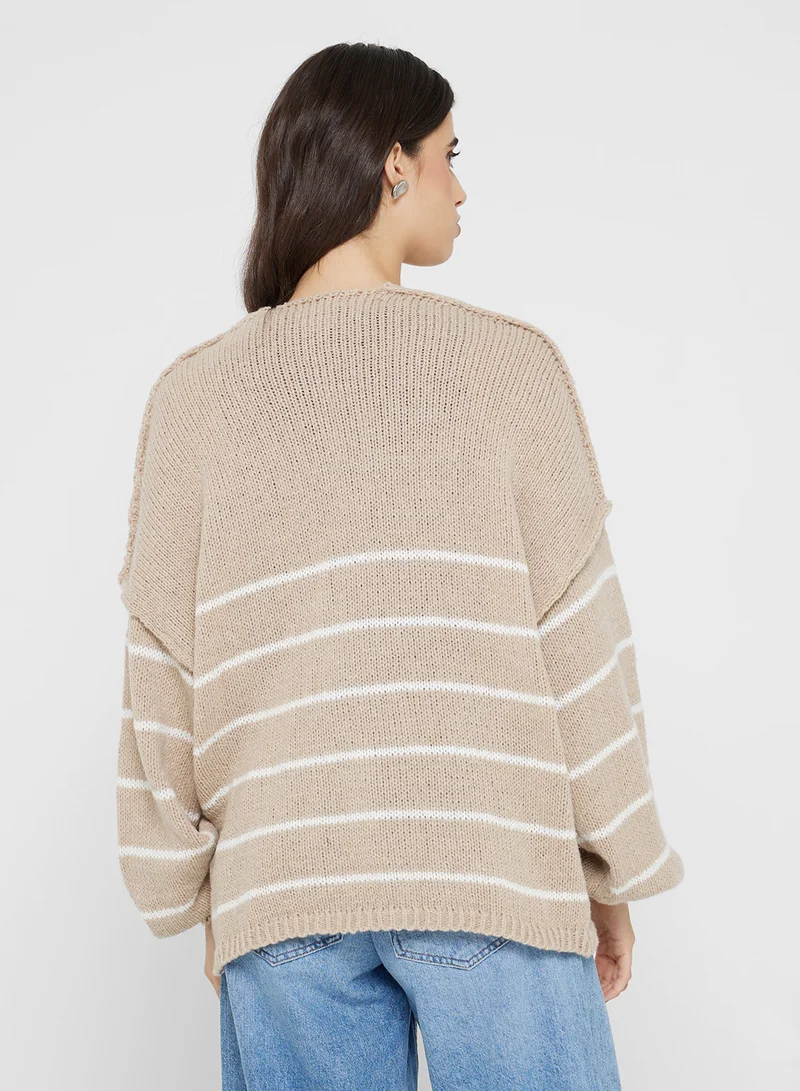 Ginger Oversize Knitted Stripe Shrug