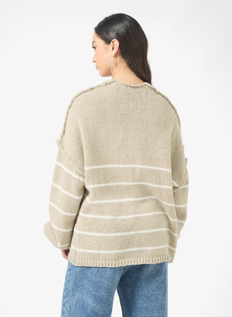 Ginger Oversize Knitted Stripe Shrug - Image 2