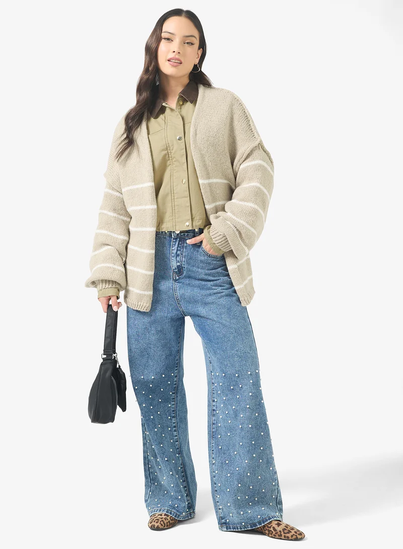 Ginger  Oversize Knitted Stripe Shrug for Women | Best Price UAE