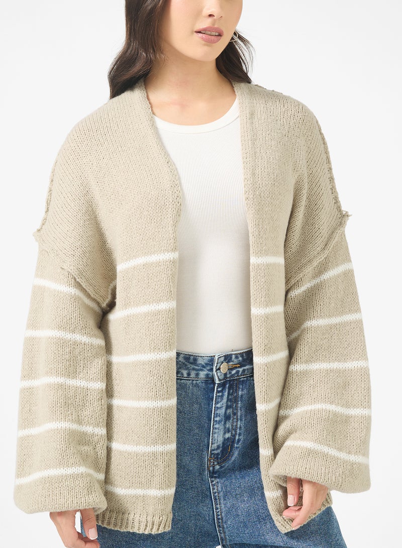 Ginger Oversize Knitted Stripe Shrug - Image 3