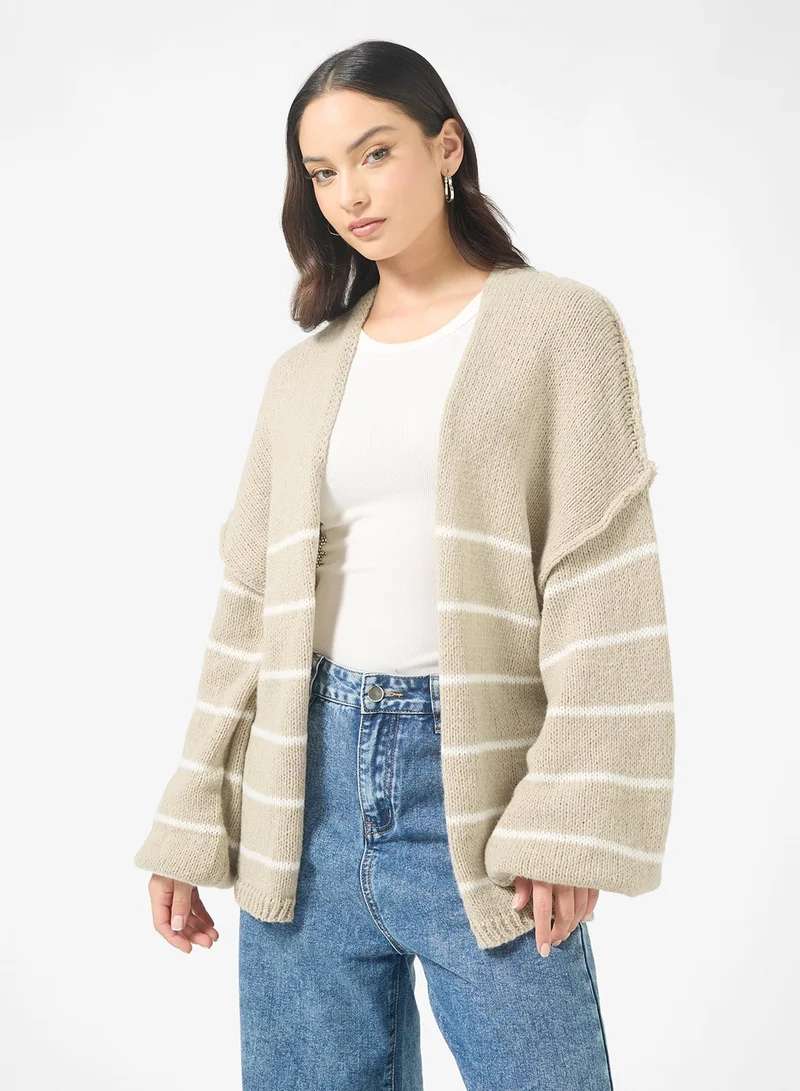 Ginger Oversize Knitted Stripe Shrug
