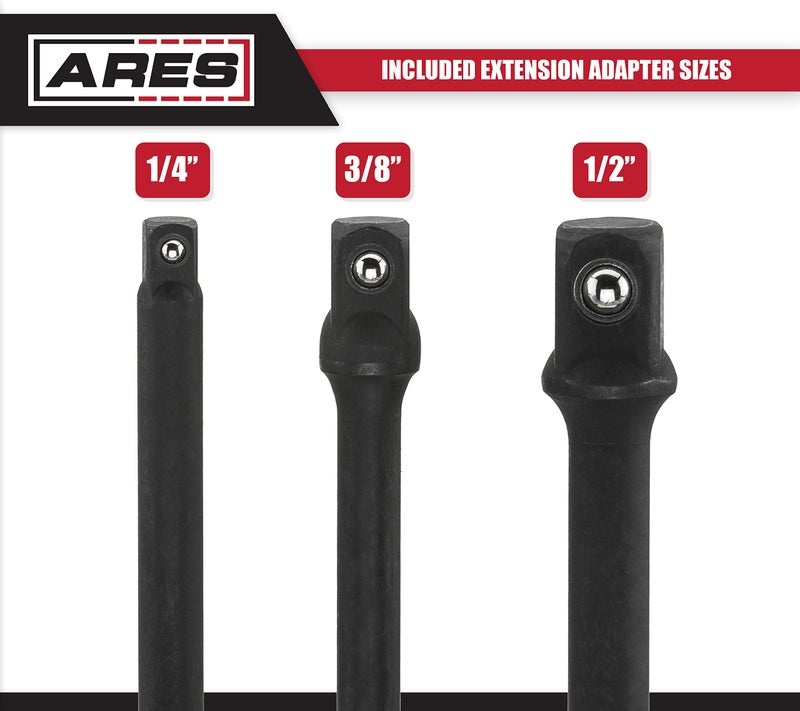 ARES 70000-3-Inch Impact Grade Socket Adapter Set - Turns Impact Drill Driver into High Speed Socket Driver - 1/4-Inch, 3/8-Inch, and 1/2-Inch Drive - Image 4