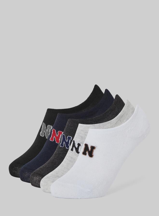 Styli Pack of 5- Letter Pattern No Show Socks - Image 1