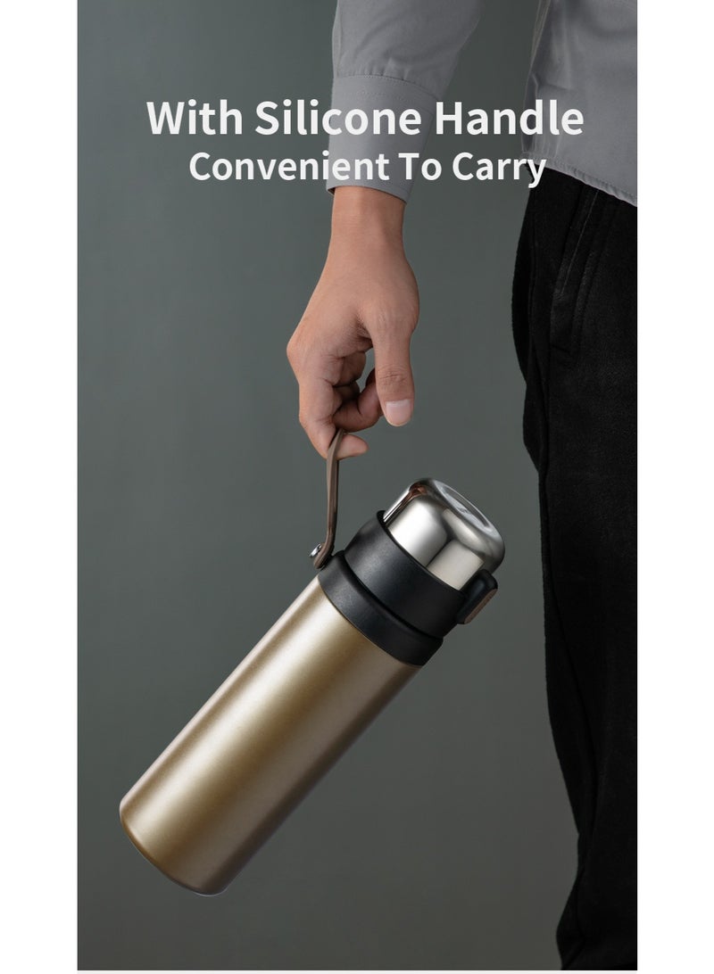 Tafuco Japanese Premium Quality Stainless Steel Water bottle- Thermos Bottle with tea infuser, Perfect Gift for Him and Her - 700ml – Brown Color - Image 5