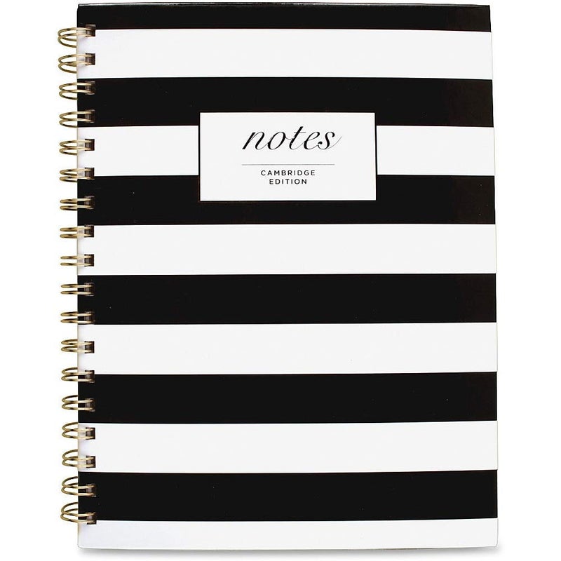 Cambridge Business Notebook Hardcover 80 Sheets 912 x 7 Inches Fashion BlackWhite Stripe 59012