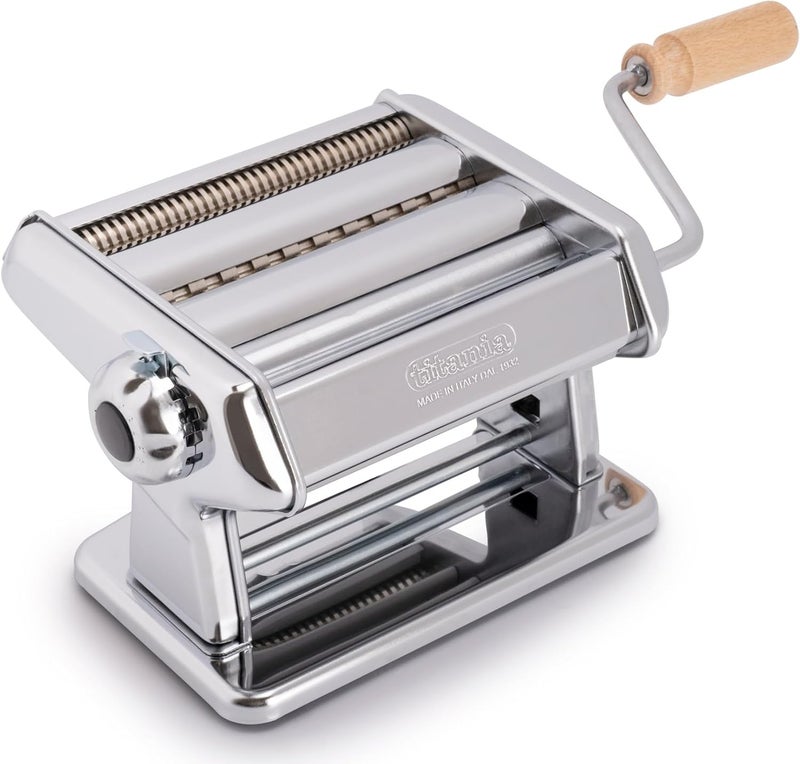 Imperia Titanium Pasta Machine. 100% Made in Italy. Fresh Steel Pasta Machine, Manual Dough Maker with Crank. Create a Sheet for Lasagne, Tagliolini, Fettuccine (Model 2024) - Image 1