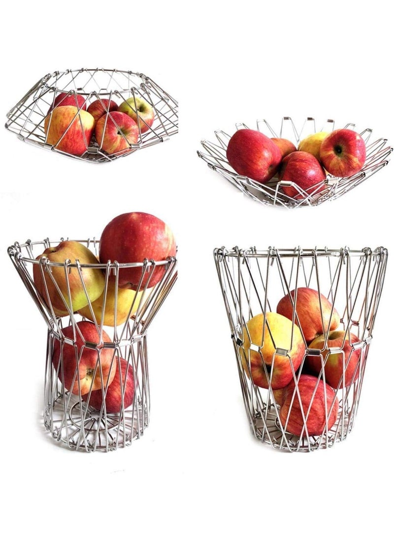 A TO Z A to Z Vegetable Fruit Basket Wire Bowl Foldable Basket for Stainless Steel Multipurpose UseFruitsDiningKitchenHome Dcor 8 Shapes  - Image 2