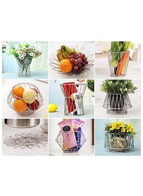 A TO Z A to Z Vegetable Fruit Basket Wire Bowl Foldable Basket for Stainless Steel Multipurpose UseFruitsDiningKitchenHome Dcor 8 Shapes  - Image 3
