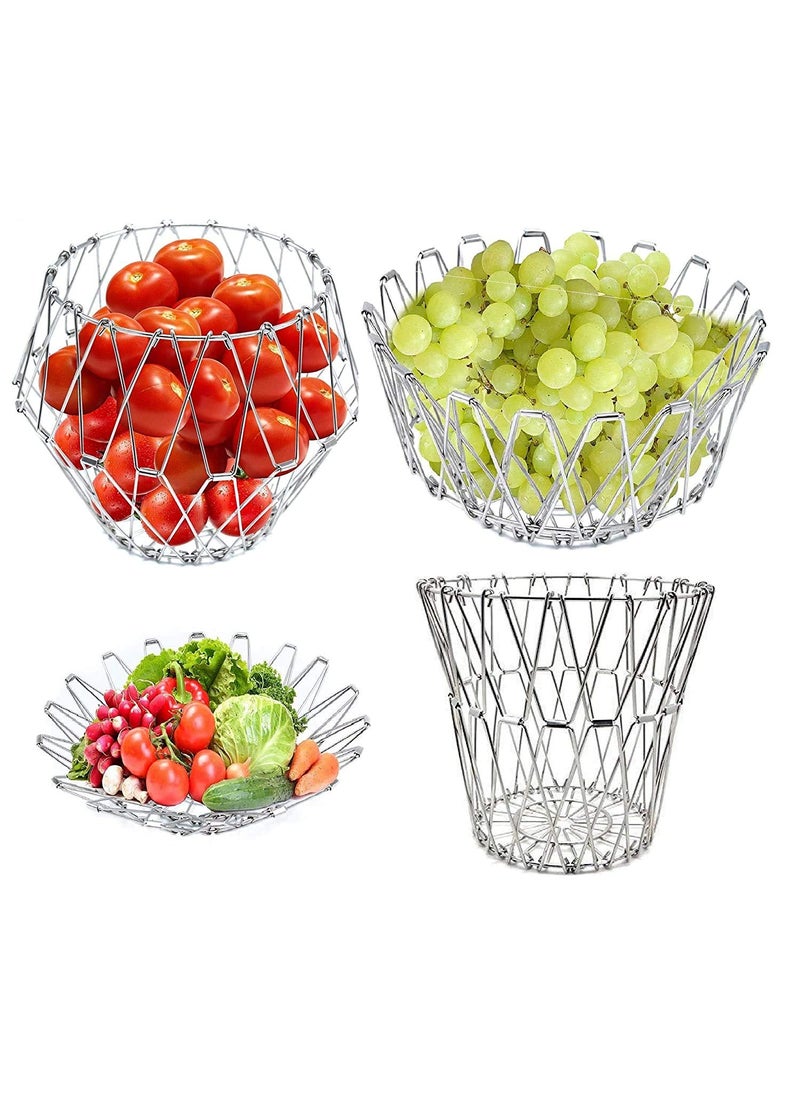 A TO Z A to Z Vegetable Fruit Basket Wire Bowl Foldable Basket for Stainless Steel Multipurpose UseFruitsDiningKitchenHome Dcor 8 Shapes  - Image 1