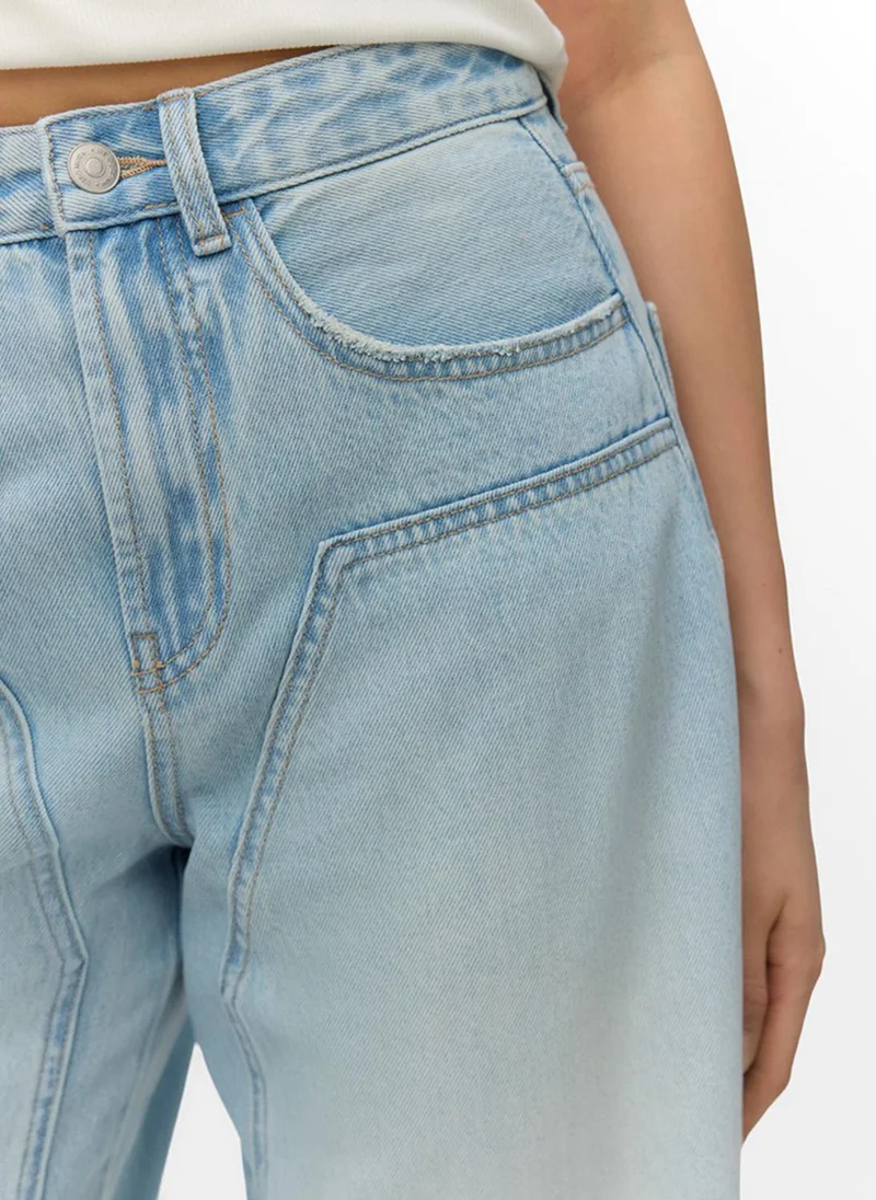 Vero Moda  VMZELDA High Rise Barrel Jeans for Women | Best Price UAE