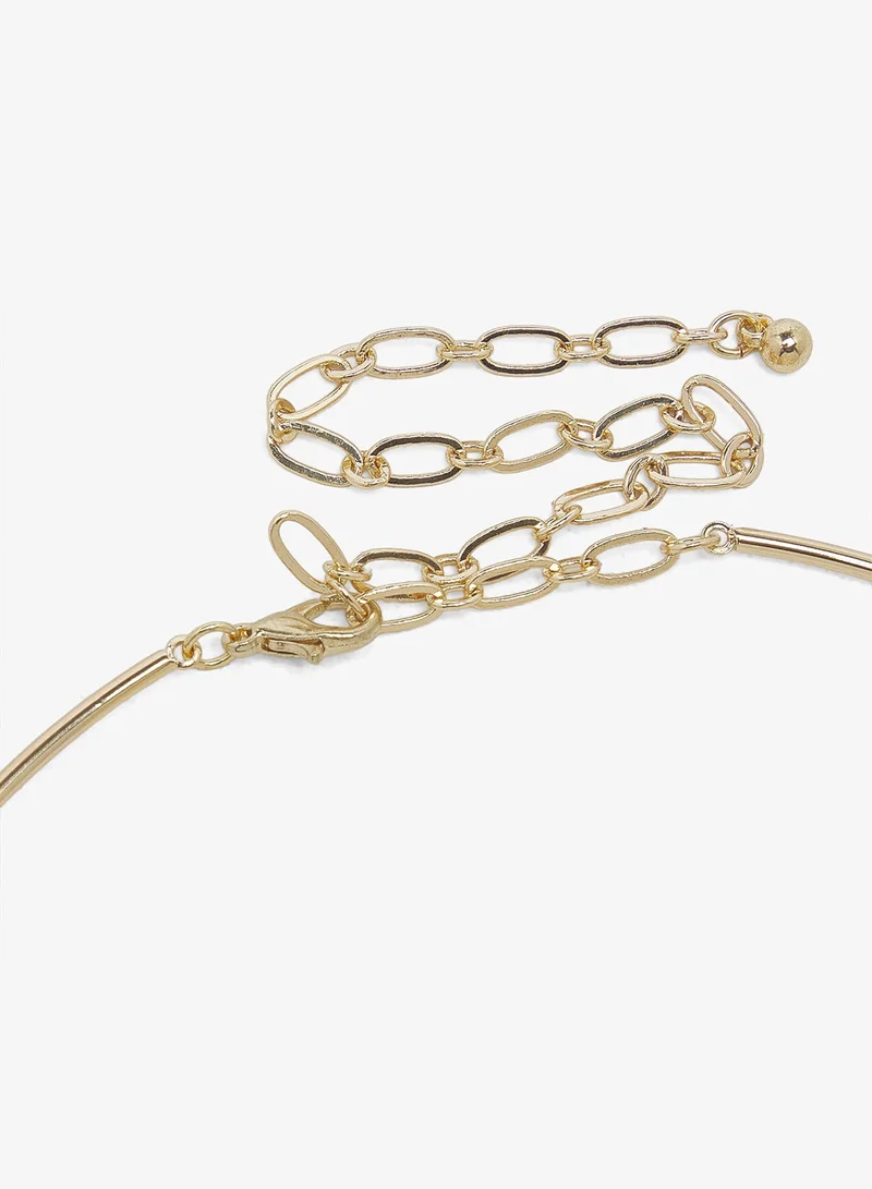 Ella Green Gold Necklace Cuff with Flower Charm for Women | Best Price UAE