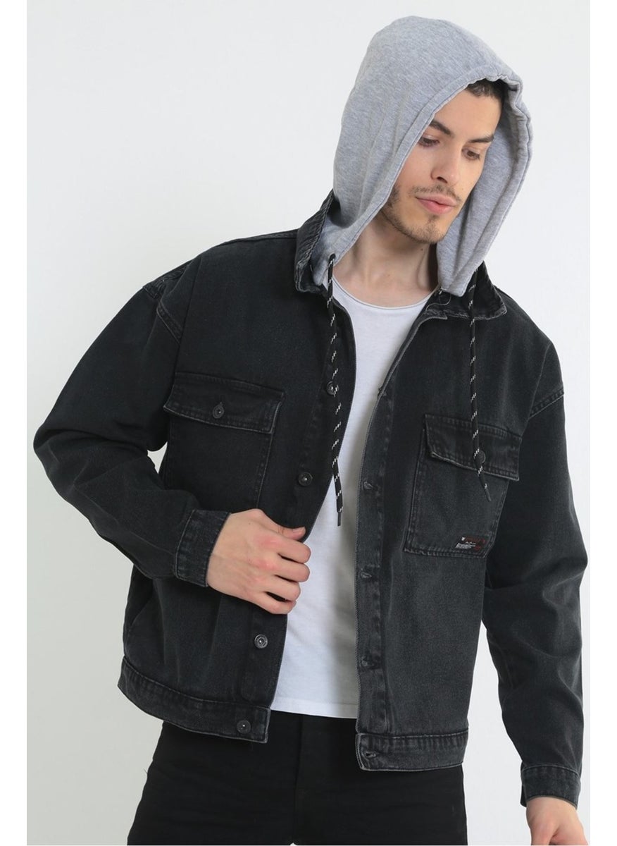 Men's Black Hooded Detachable Hooded Oversize Denim Jacket - pzsku/ZFB201DE86BC672A6B28EZ/45/_/1730498807/bd85fc31-2f64-476b-9cf8-677179d9ef68