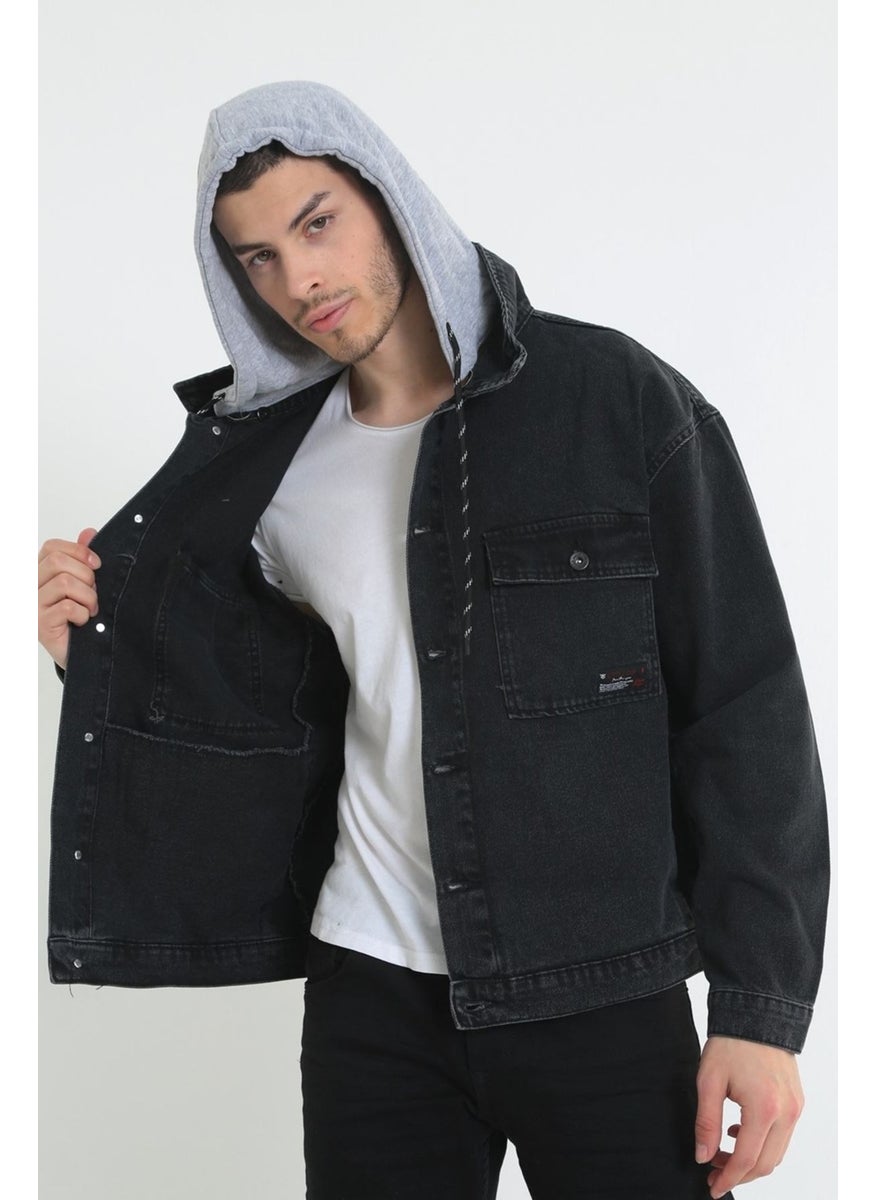 Men's Black Hooded Detachable Hooded Oversize Denim Jacket - pzsku/ZFB201DE86BC672A6B28EZ/45/_/1730498809/a92d2f42-c7e2-4e31-9edc-c2931940940a