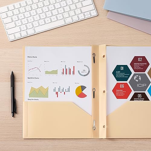 Mr. Pen- Plastic Folders with Pockets and Prong, 5 Pack, Vintage Colors, Pocket Folders, Folders with Prongs, File Folders with Fasteners, 2 Pocket Folder, Folder with Pocket - Image 5