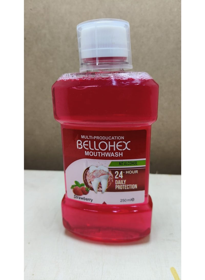 Bellohex mouthwash, 250 ml - 24-hour protection, alcohol-free, soothing to sensitive gums and teeth, approved by the Ministry of Health - available in flavors (mint, strawberry, and plus with hyaluronic acid). - Image 3