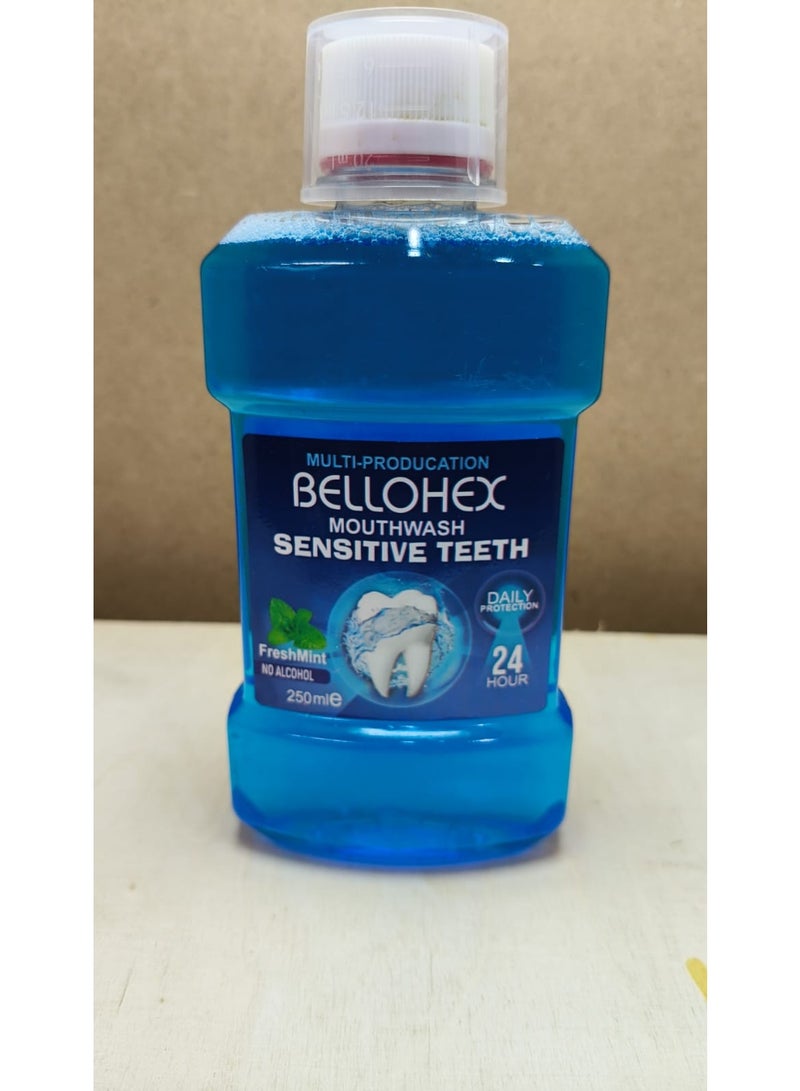 Bellohex mouthwash, 250 ml - 24-hour protection, alcohol-free, soothing to sensitive gums and teeth, approved by the Ministry of Health - available in flavors (mint, strawberry, and plus with hyaluronic acid). - Image 4