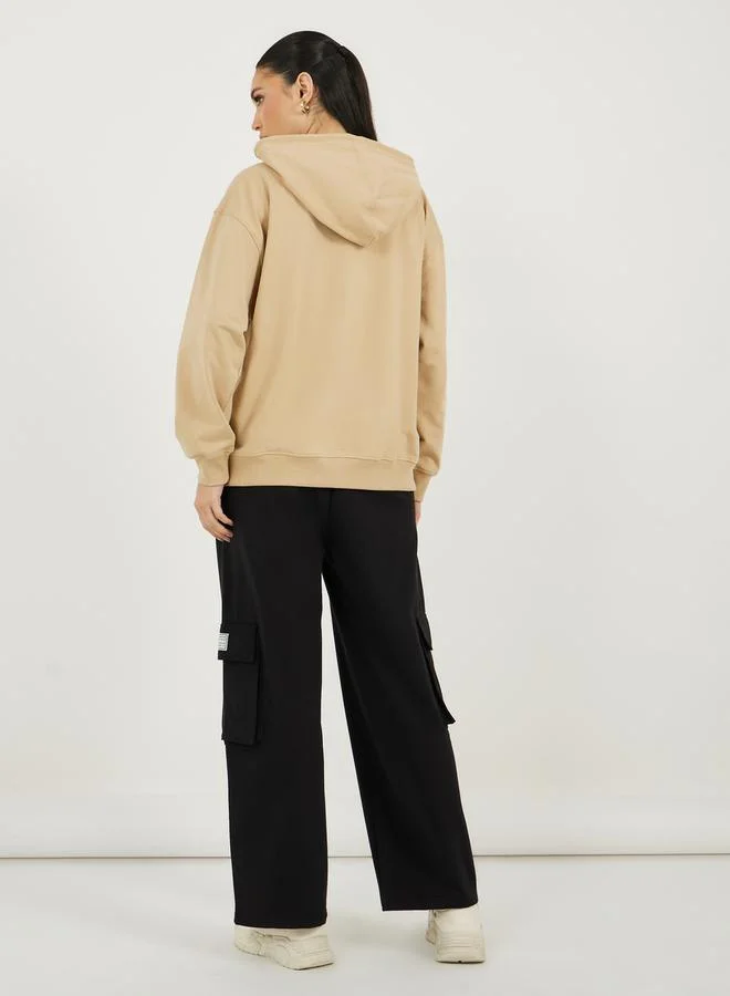 Styli Oversized Hoodie with Badge Detail & Cargo Joggers Co-Ords