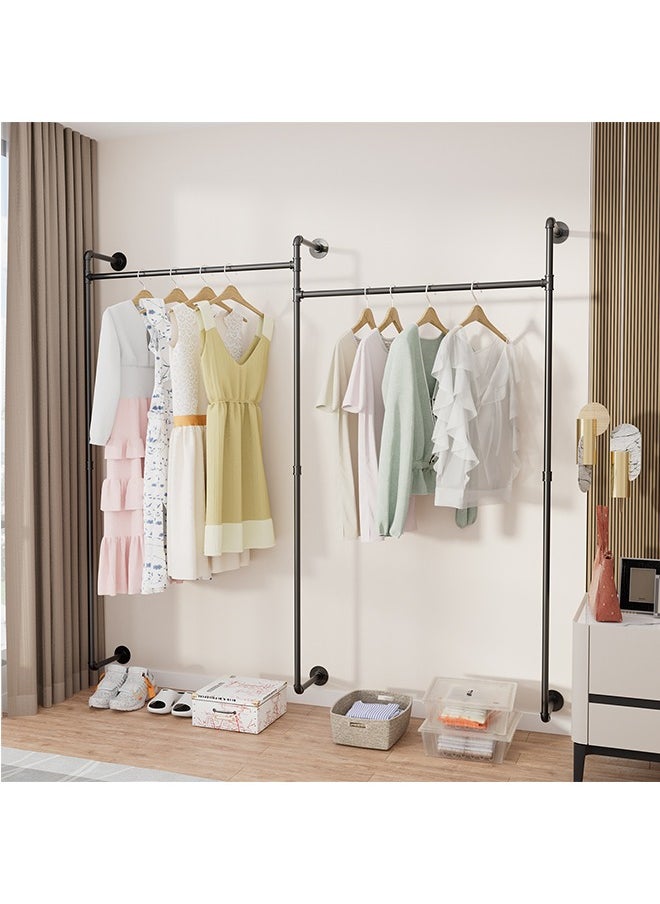 Generic - Industrial Wall Clothes Rack Large Cloth Hanging Rail Stand Pipe Clothing Drying Rack Heavy Duty Dress Storage Shelf for Laundry Room Home Store 205x190x13 cm - Image 1