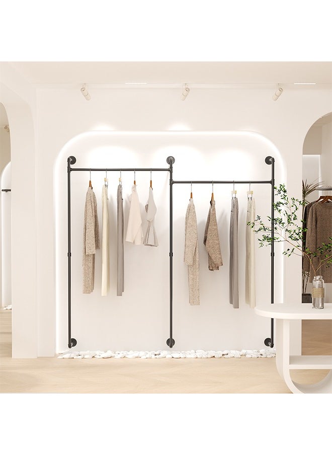 Generic - Industrial Wall Clothes Rack Large Cloth Hanging Rail Stand Pipe Clothing Drying Rack Heavy Duty Dress Storage Shelf for Laundry Room Home Store 205x190x13 cm - Image 1