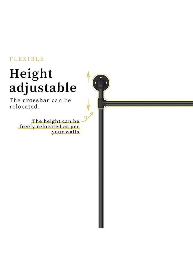 Generic - Industrial Wall Clothes Rack Large Cloth Hanging Rail Stand Pipe Clothing Drying Rack Heavy Duty Dress Storage Shelf for Laundry Room Home Store 205x190x13 cm - Image 1
