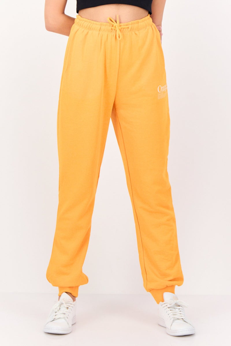 ONLY Women Regular Fit Graphic Print Sweatpants, Orange - Image 1