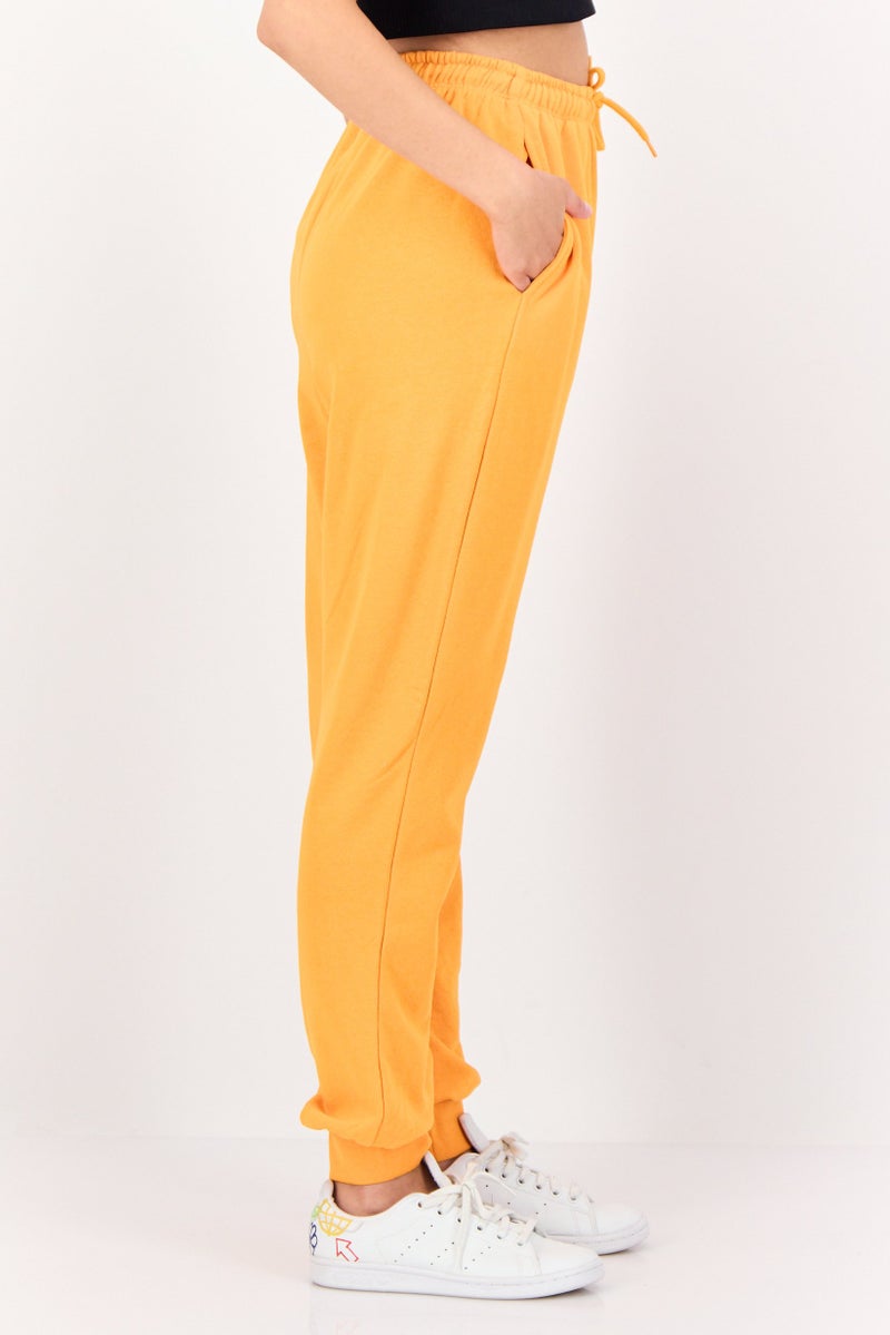 ONLY Women Regular Fit Graphic Print Sweatpants, Orange - Image 3