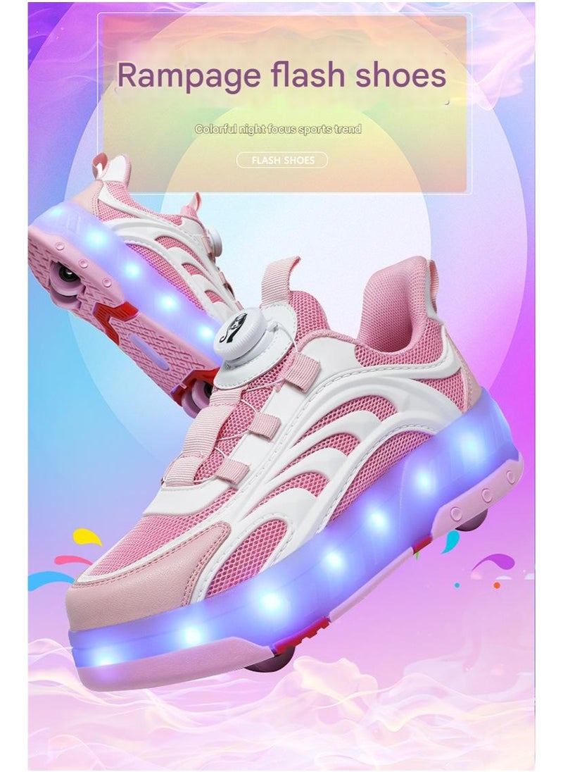 NIBEMINENT LED Flash Light Sneaker Skate Shoes with Wheels USB Charging Roller Skates Shoes  - Image 5