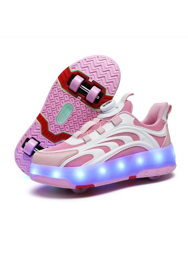 NIBEMINENT LED Flash Light Sneaker Skate Shoes with Wheels USB Charging Roller Skates Shoes  - Image 1