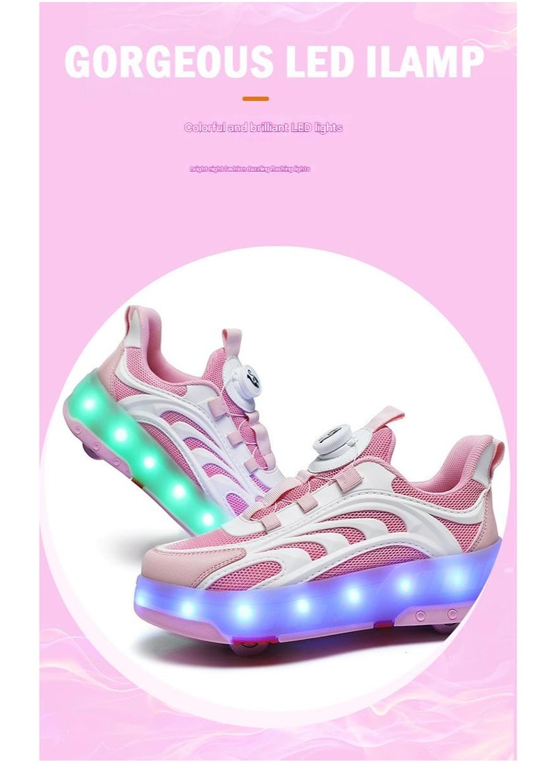 NIBEMINENT LED Flash Light Sneaker Skate Shoes with Wheels USB Charging Roller Skates Shoes  - Image 4