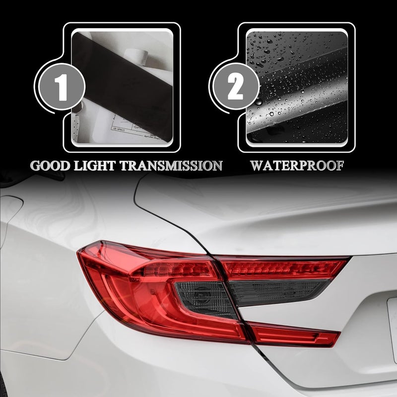 TOMALL Vinyl Smoke Tint Turn Signal Reverse Light Films Compatible with Honda 10th Accord 2018-2020 PreCut Car Tail Light Transmission Stickers Exterior Decoration (20% Dark Black) - Image 2