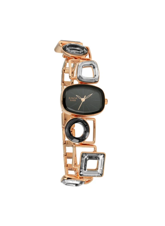 تيتان Women Analog Rectangle Shape Stainless Steel Wrist Watch - 95118WM02 - 26 Mm