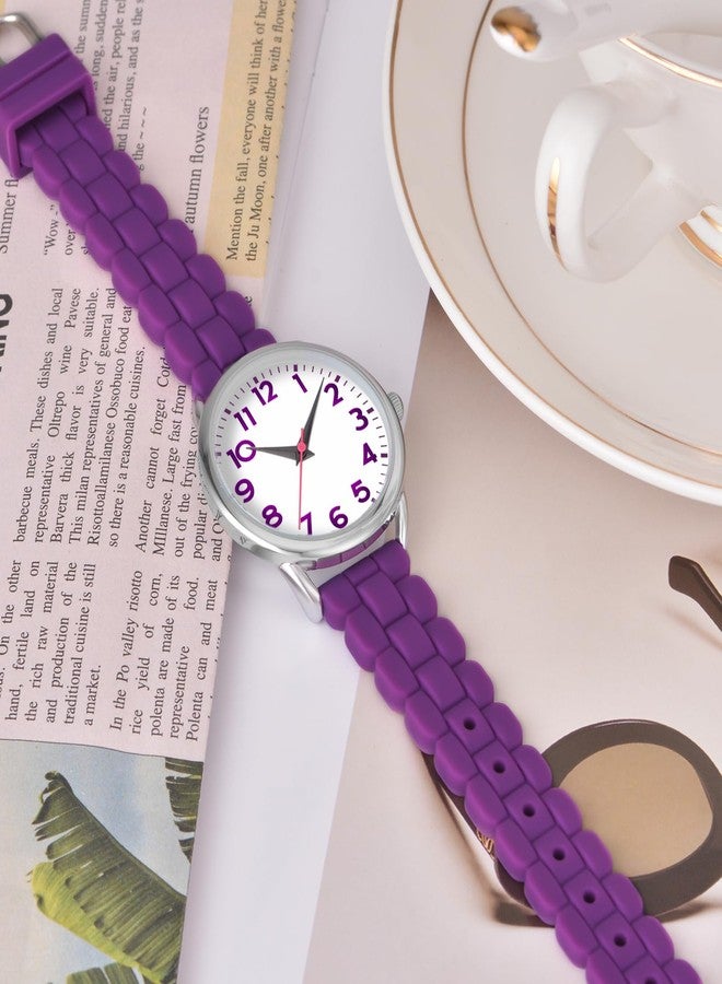 Bisley Women Watch Purple Silicone Strap Arabic Dial Easy to Read Watch - Image 5