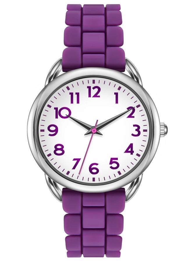 Bisley Women Watch Purple Silicone Strap Arabic Dial Easy to Read Watch - Image 1