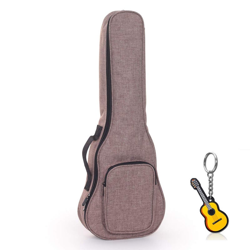 Longteam Linen Simple Ukulele Case 10mm Sponge Portable Waterproof Ukuleles bag Cover Uke gig bag with Accessory Storage Pocket 23 In Concert Brown