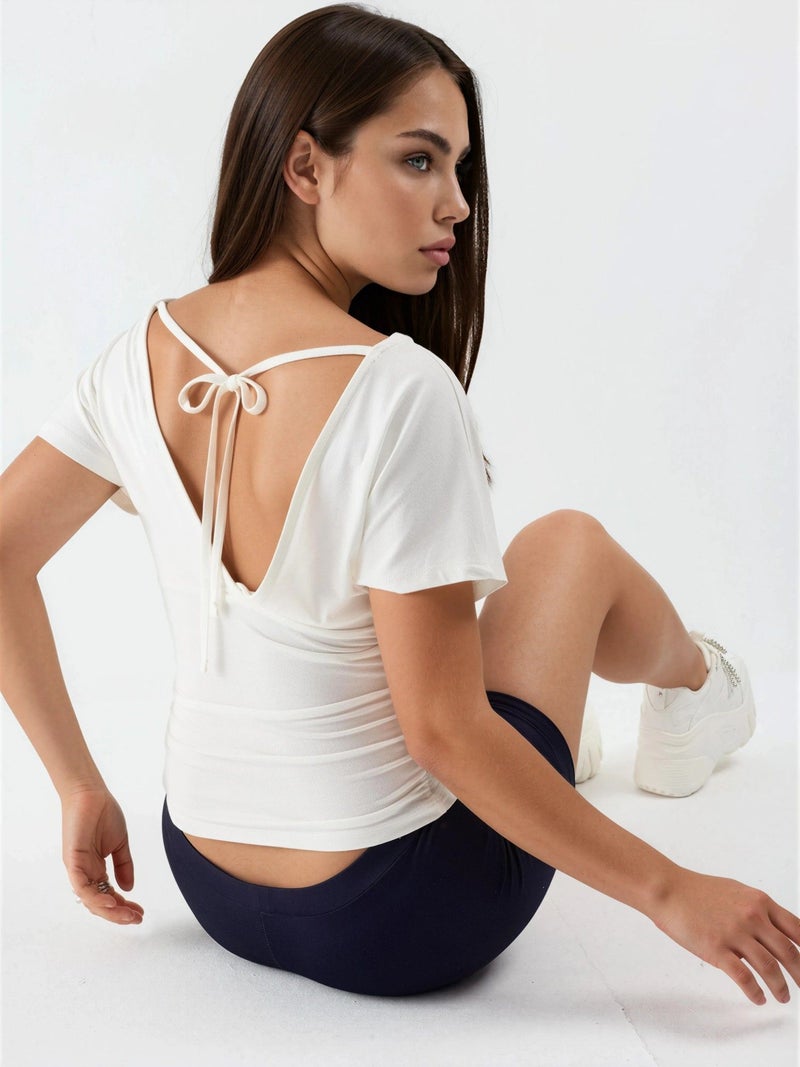 BUSEM V-Neck Tie Detail Blouse - Image 2