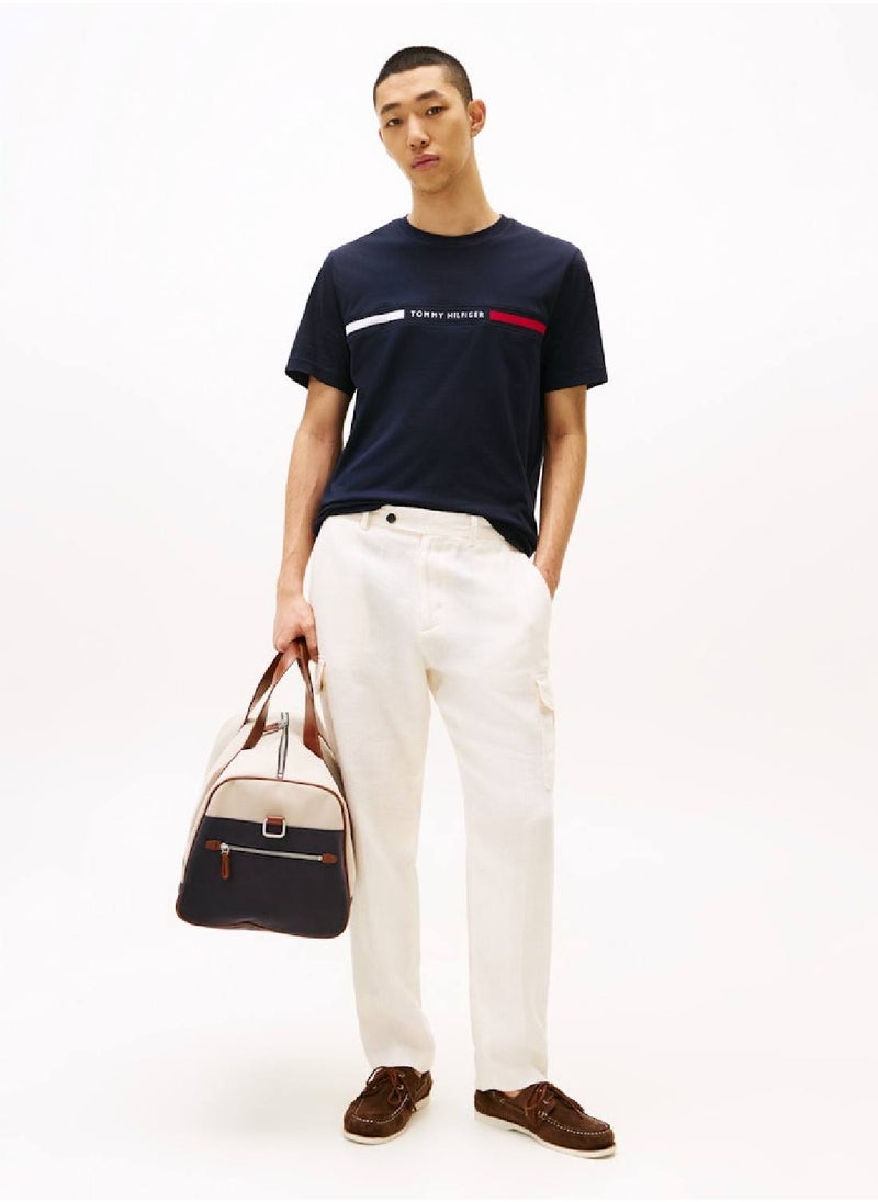 TOMMY HILFIGER Men's Crew Neck Logo Panel T-Shirt  - Cotton, Black  - Image 4
