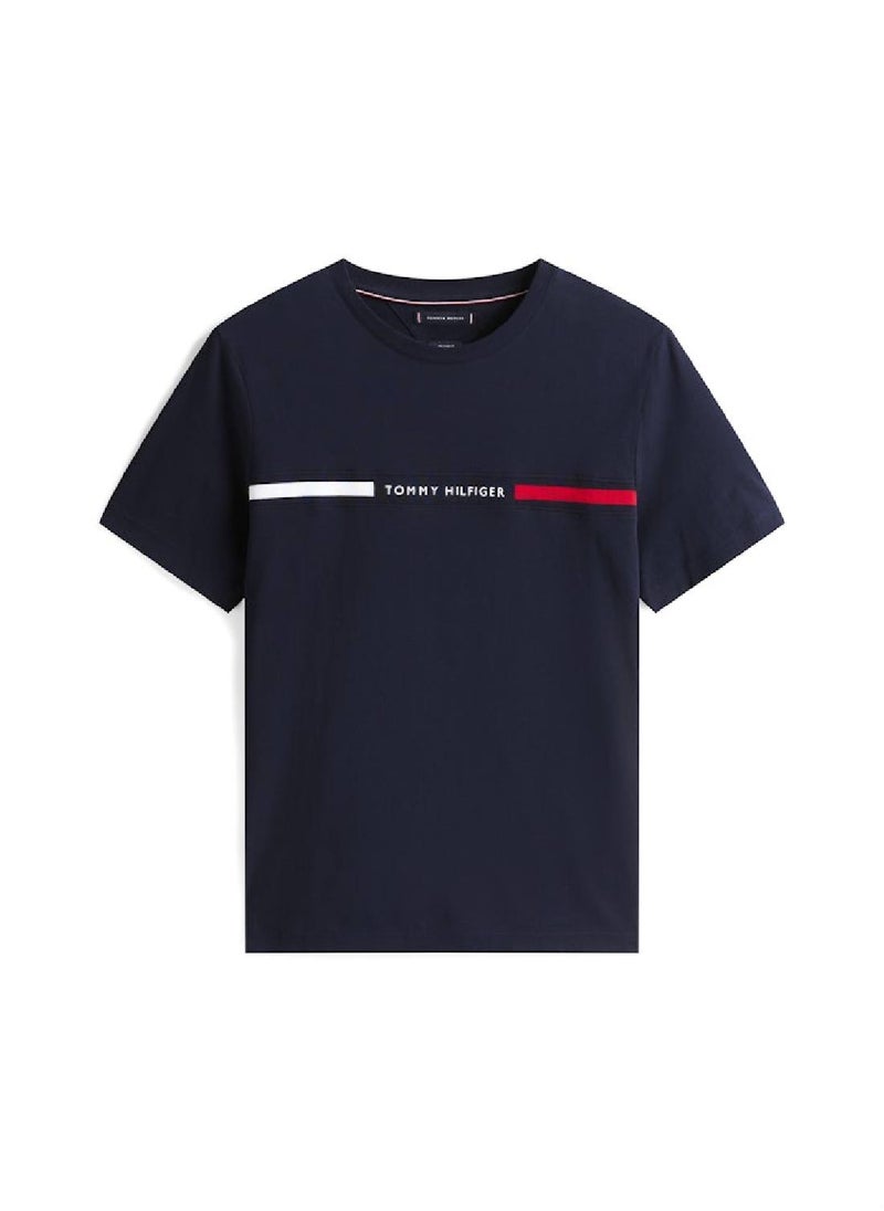 TOMMY HILFIGER Men's Crew Neck Logo Panel T-Shirt  - Cotton, Black  - Image 2