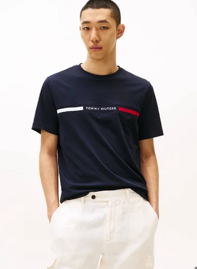 TOMMY HILFIGER Crew Neck Logo Panel T-Shirt