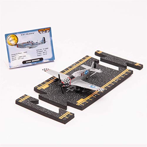 Hot Wings Planes P-51 Mustang with Connectible Runway,Silver - Image 5