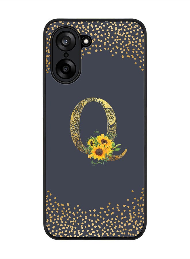 Stylizedd For OnePlus Nord CE5 / Ace 5 Racing Case,Slim fit Camera Protection, Shockproof Thin Phone cover  - Custom Floral Monogram - Q  (Grey )
