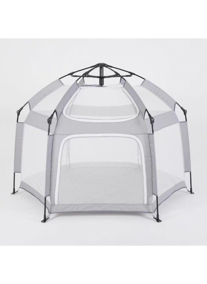 Portable Folding Baby Playpen, Large Lightweight Playpen, Indoor Outdoor Play Yard Crib for Kids grey- T121215  - Image 1