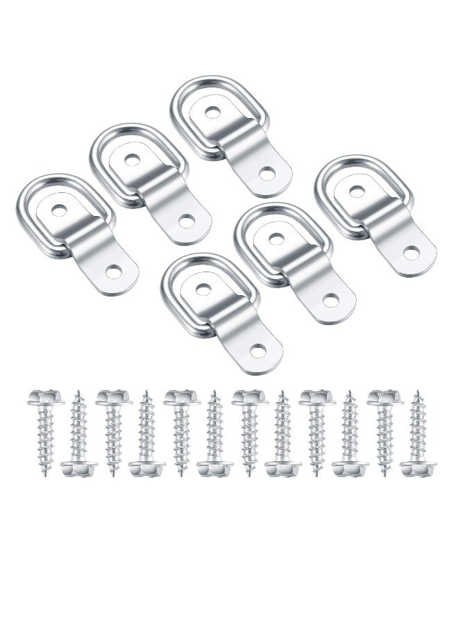 D Rings Tie Downs, 6 PCS Galvanized Iron Heavy Duty Tie Down Straps Ring, with Mounting Bracket and Screw - Image 1